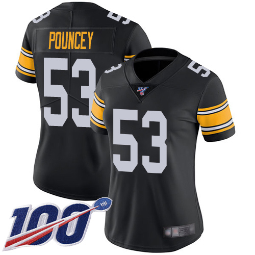 Women Pittsburgh Steelers Football #53 Limited Black Maurkice Pouncey Alternate 100th Season Vapor Untouchable Nike NFL Jersey